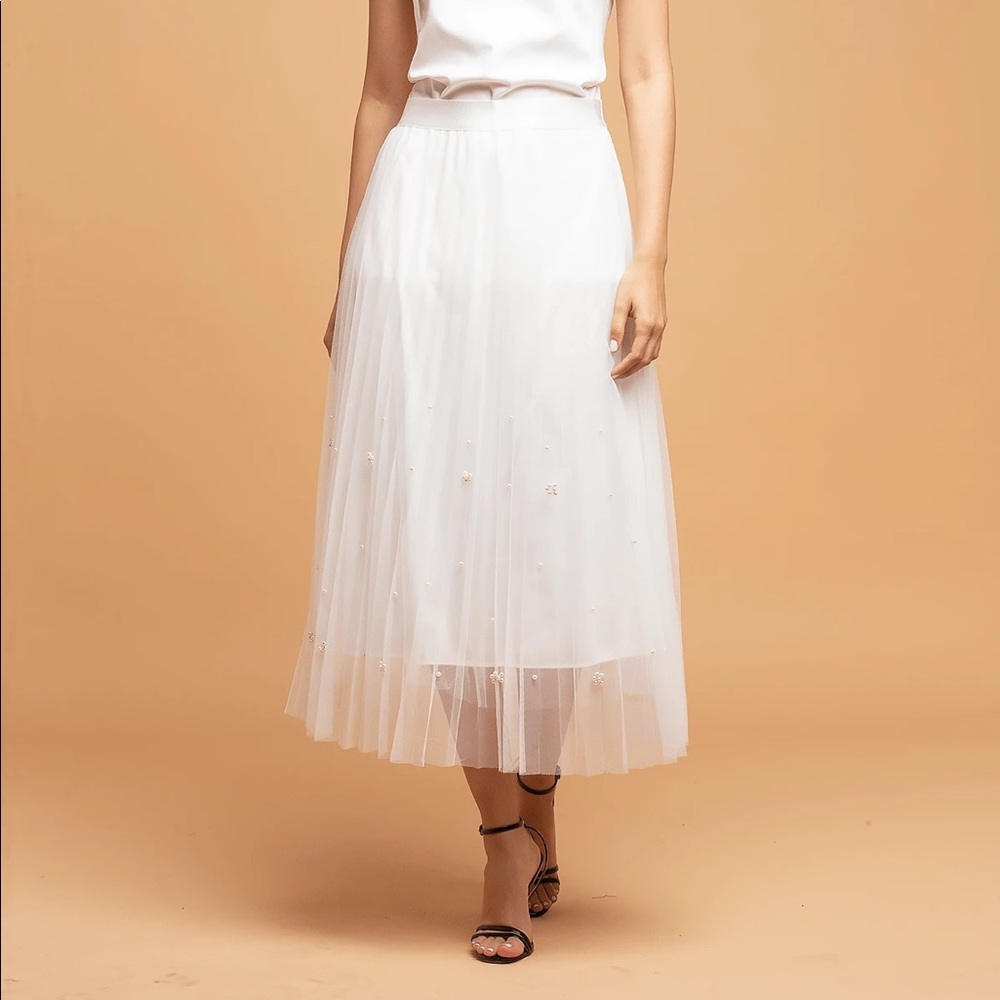 Eva Franco LILA PEARL TULLE SKIRT - NWT XL